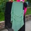 1 Black and green layered hijab, modest fashion, womenโs Islamic clothing, spring collection, premium quality hijab.