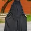 2 Black layered hijab, fashionable Muslim modest clothing, Spring collection 2023, style and comfort.
